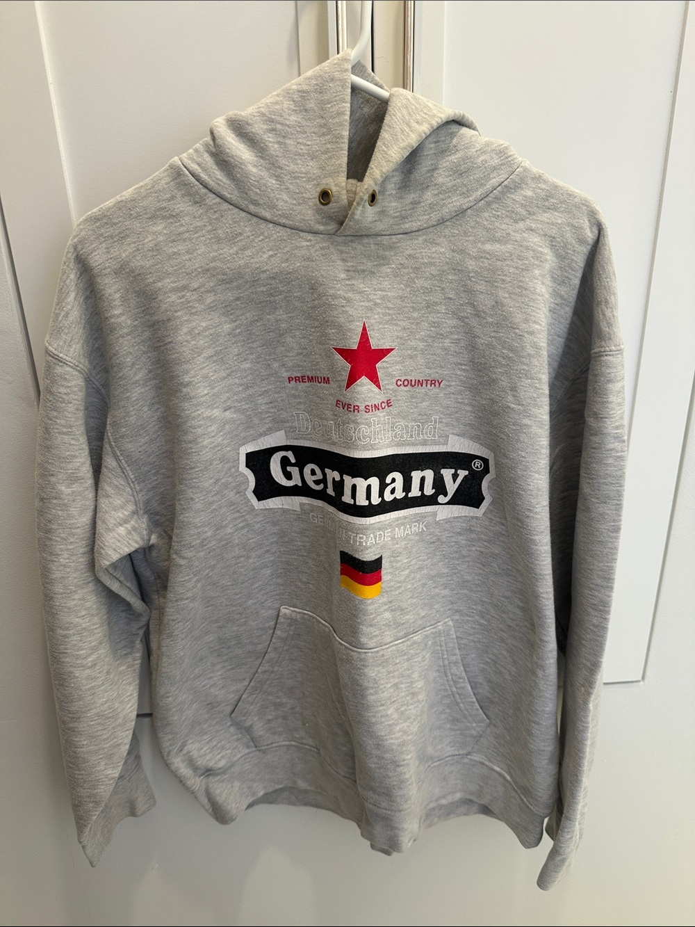 Fruit of the Loom Gray Germany Graphic Hoodie with Red Star